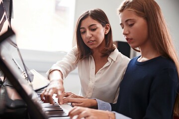 Elternarbeit: Mutter mit Tochter am Klavier