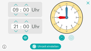 Screenshot BuchTaucher App Mathefreunde: Uhrzeit ablesen