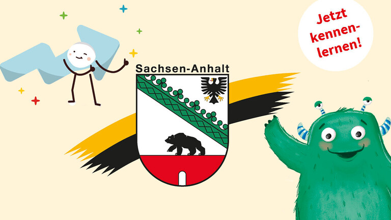 Sachsen-Anhalt Wappen mit LESEO Monster