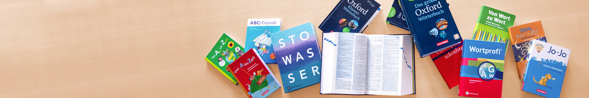 Sprach- und Sachwortbücher liegen auf einem Tisch